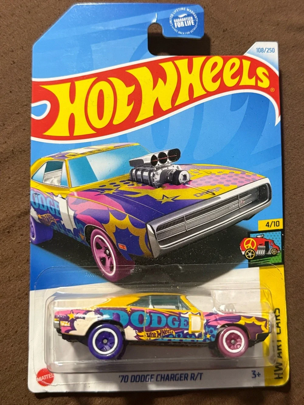 Hot Wheels ’70 Dodge Charger R/T HW Art Cars 4/10 108/250 New Sealed